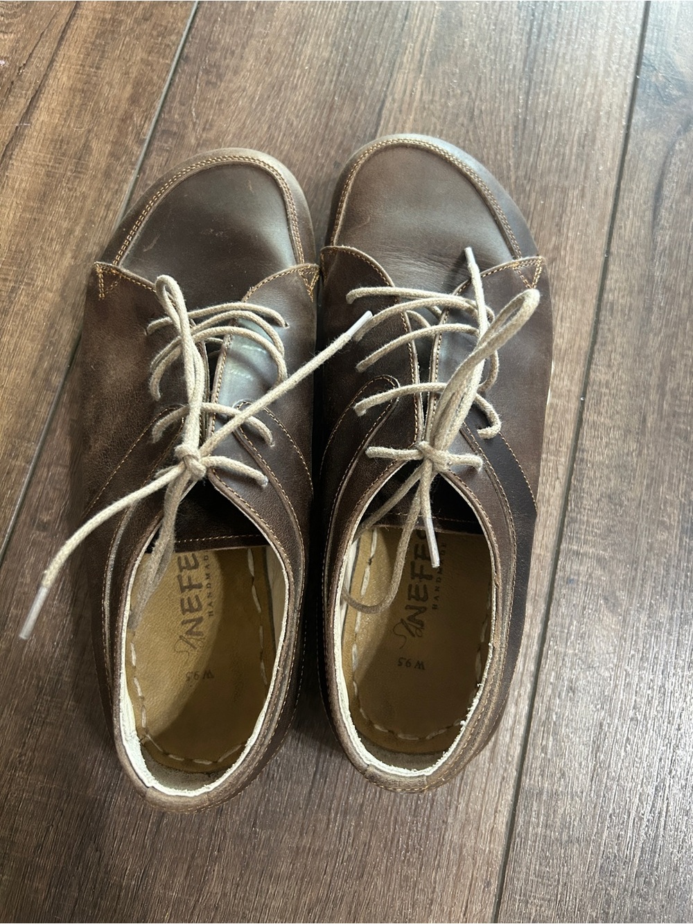 Nefes Handmade Leather Earthing Shoes - Brown Minimalist Oxfords - Women’s 9.5